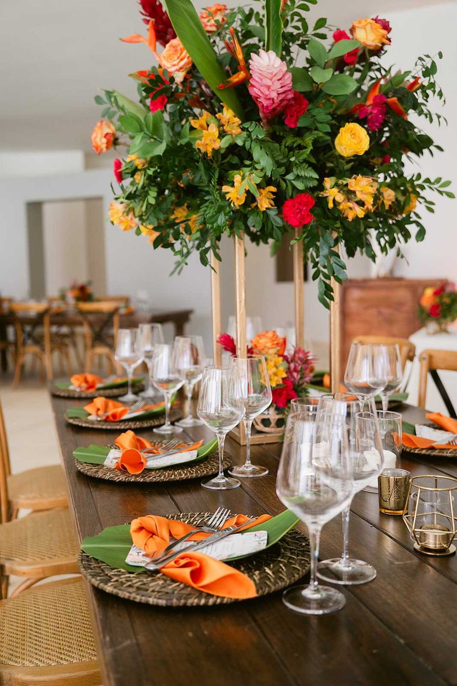 Destination wedding reception centerpiece, Dominican Republic